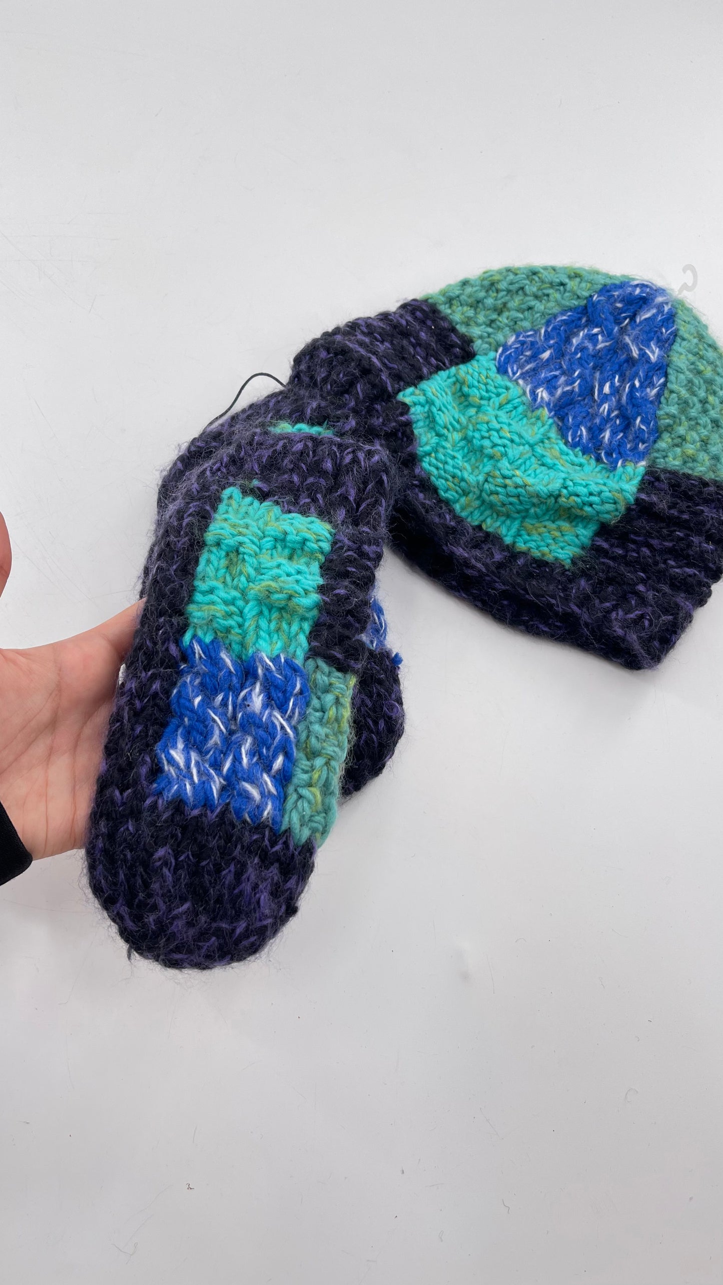 Free People Cool Tones Knit Hat and Gloves Set