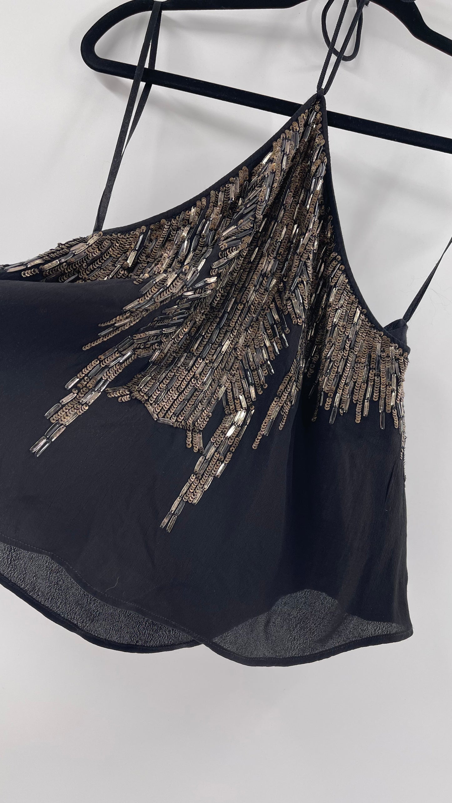 Free People Black Beaded Halter (XS)