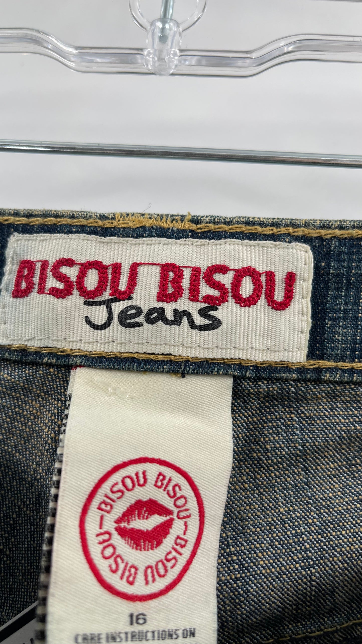 Deadstock Vintage BISOU BISOU Denim Flare Jeans with Embellishments (16)