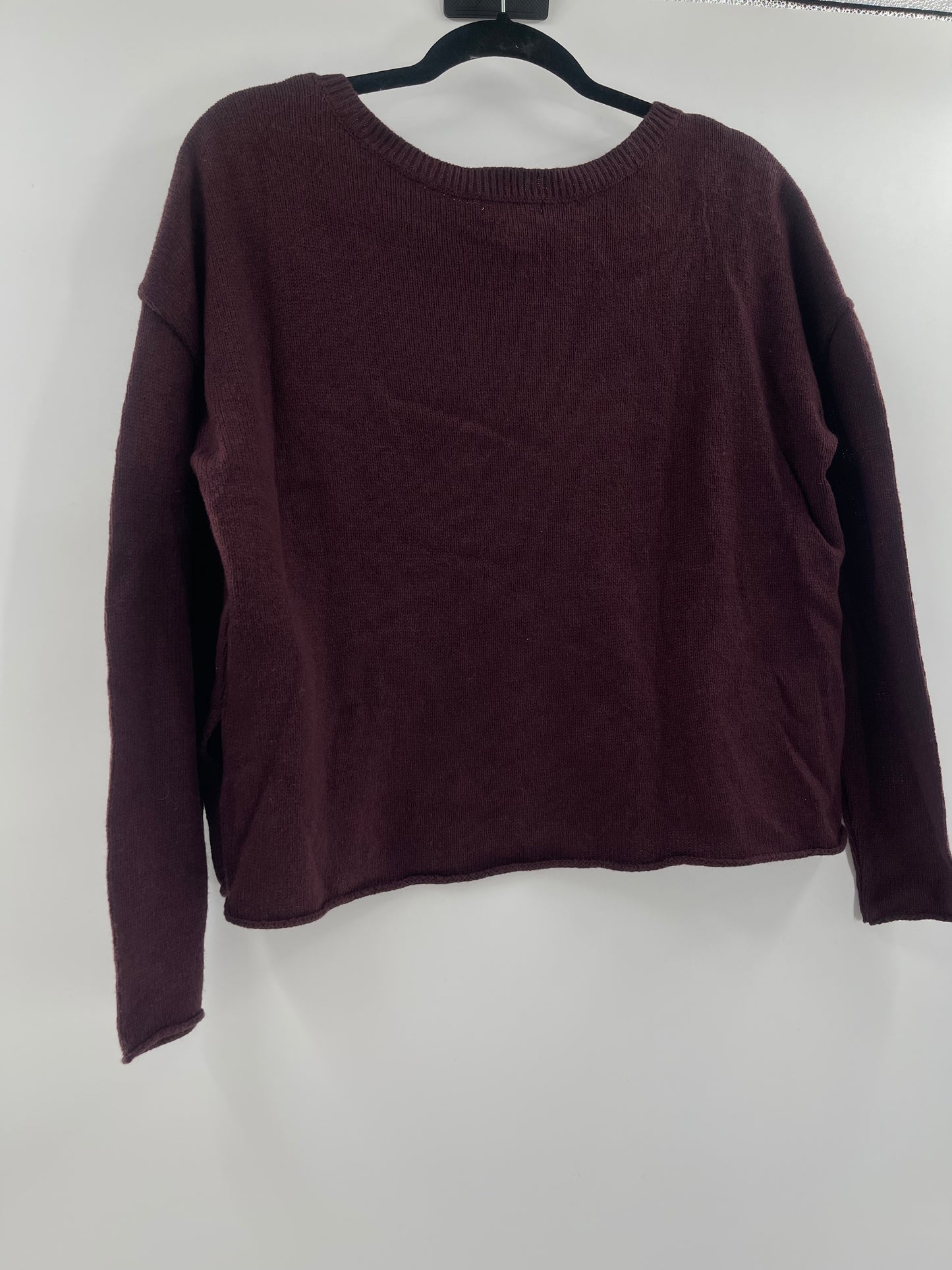 Urban Outfitters Distressed Burgundy Sweater (Small)