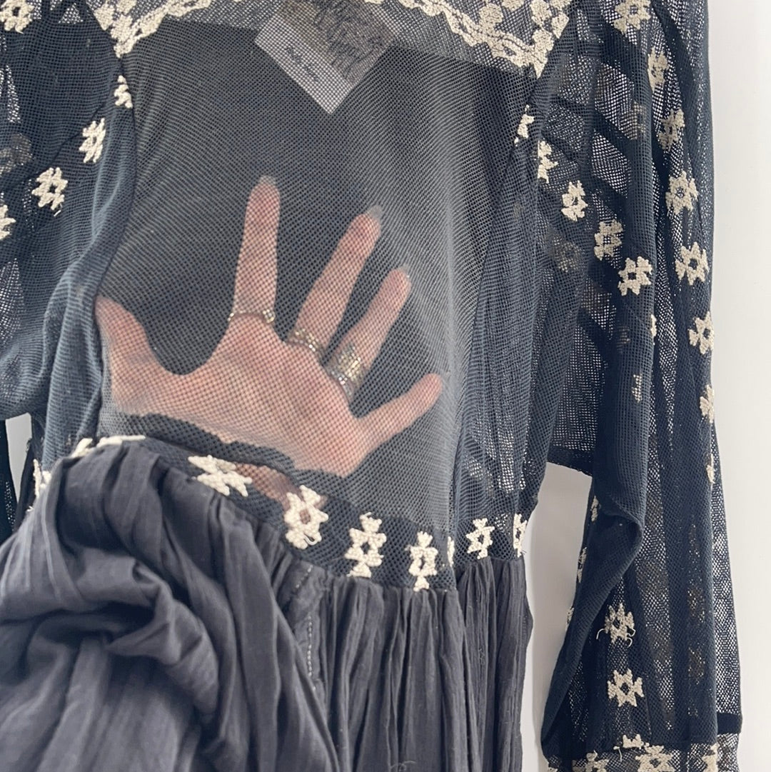 Free People Mesh Embroidered Dress (XS)
