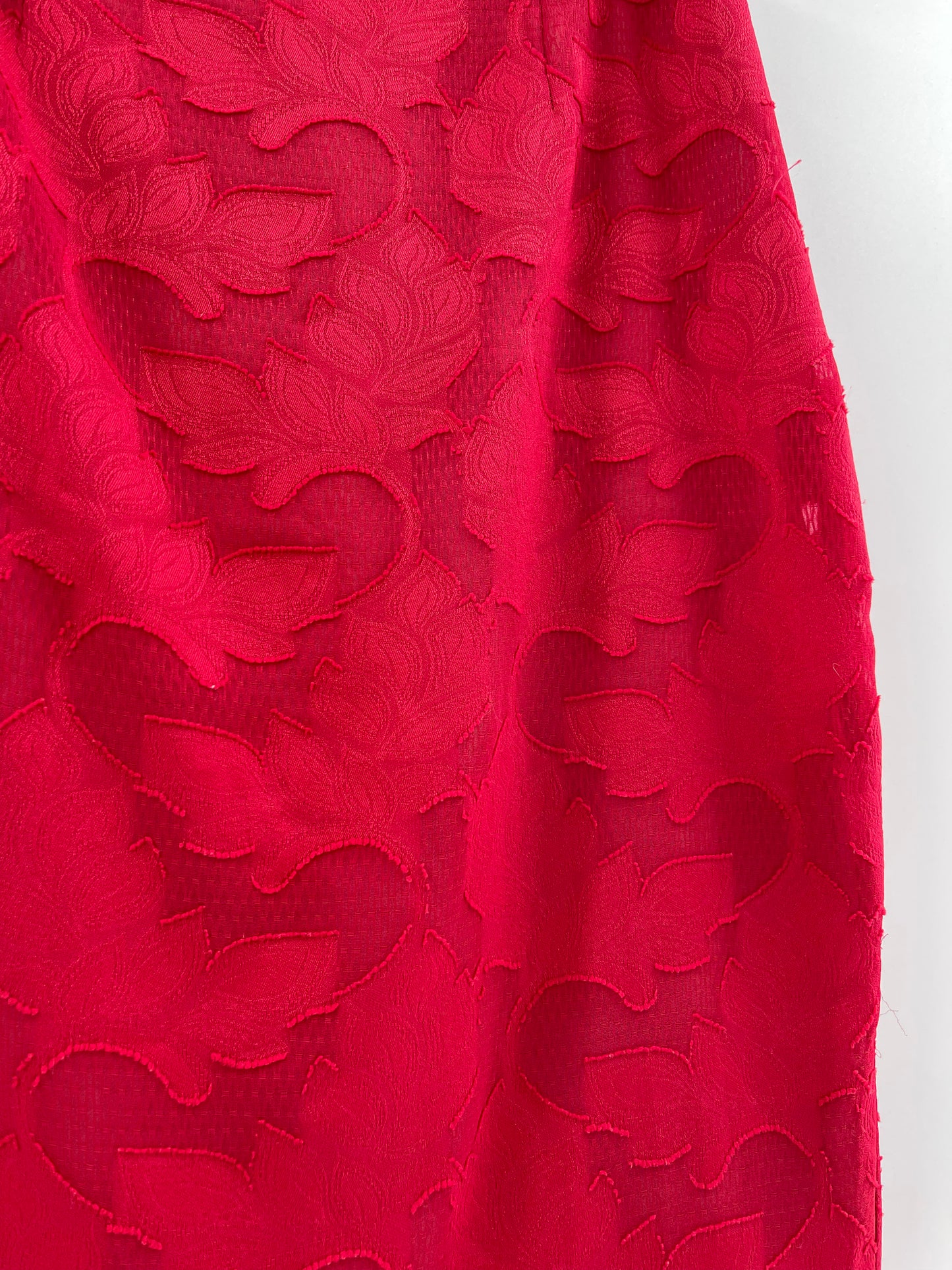 Free People Red Overlay Ruffle Hem Under Knee Skirt (Size 2)