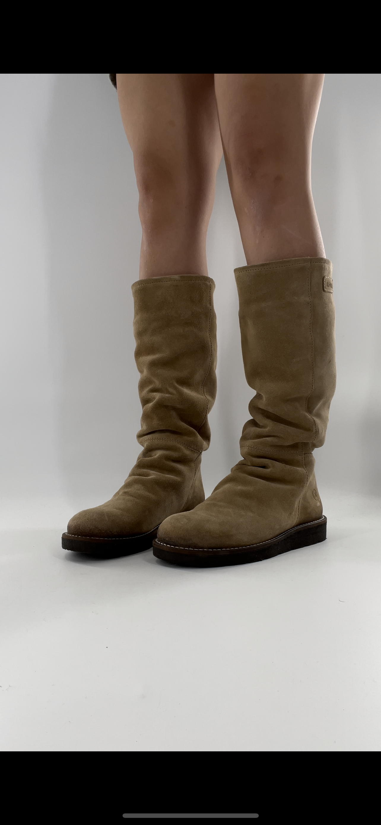 BRONX SO TODAY - Suede Shearling Inside Light Beige Knee High Boots - Size 39