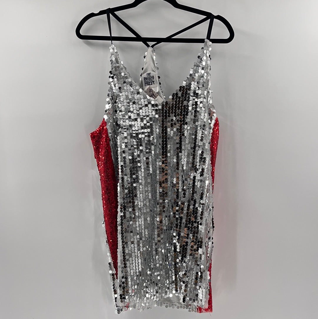 The Ragged Priest - Dollskill Silver Sequin Mini Dress (Size Large)