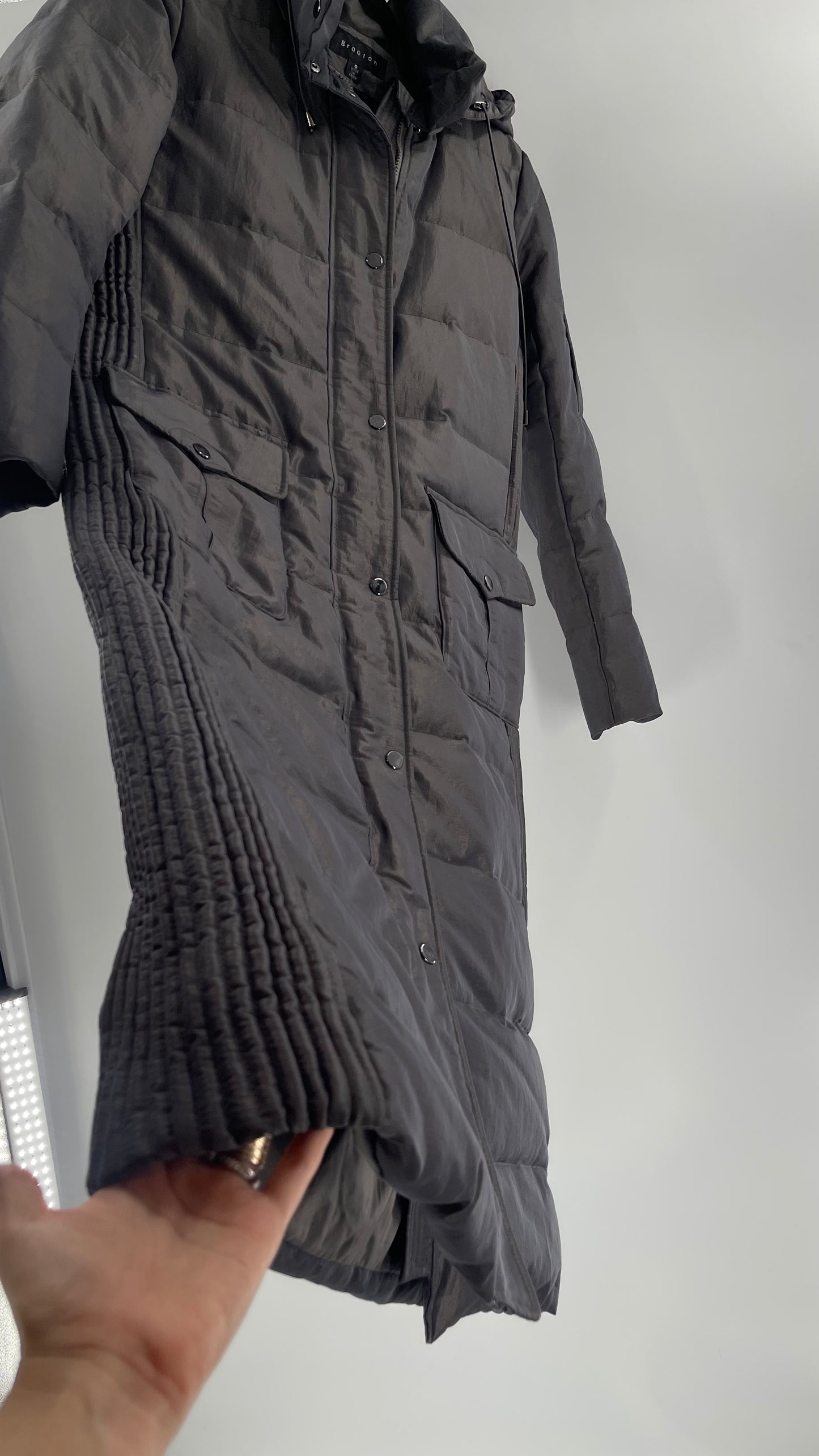 Braetan Vintage Gray Nylon Hooded Coat - Size S