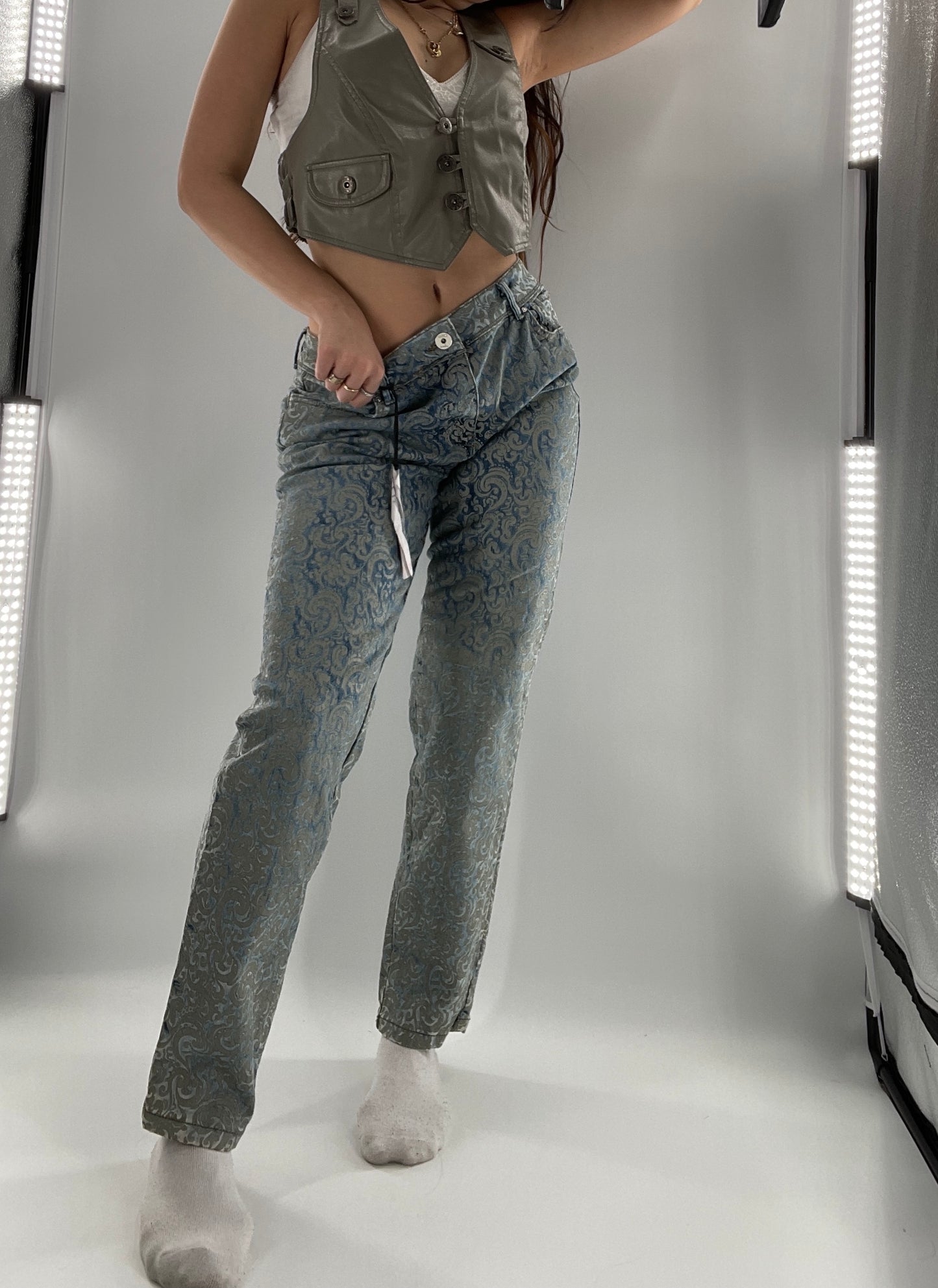 Deadstock Oltre Denim/Grey Brocade Jeans (12)