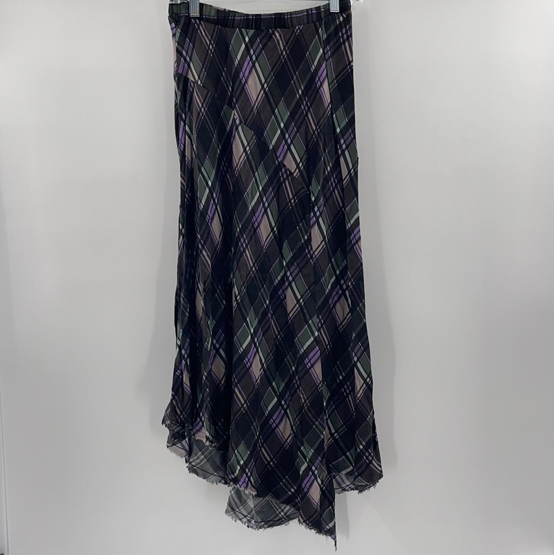 Nation Anthropologie Purple + Green Plaid Skirt (Size Small)
