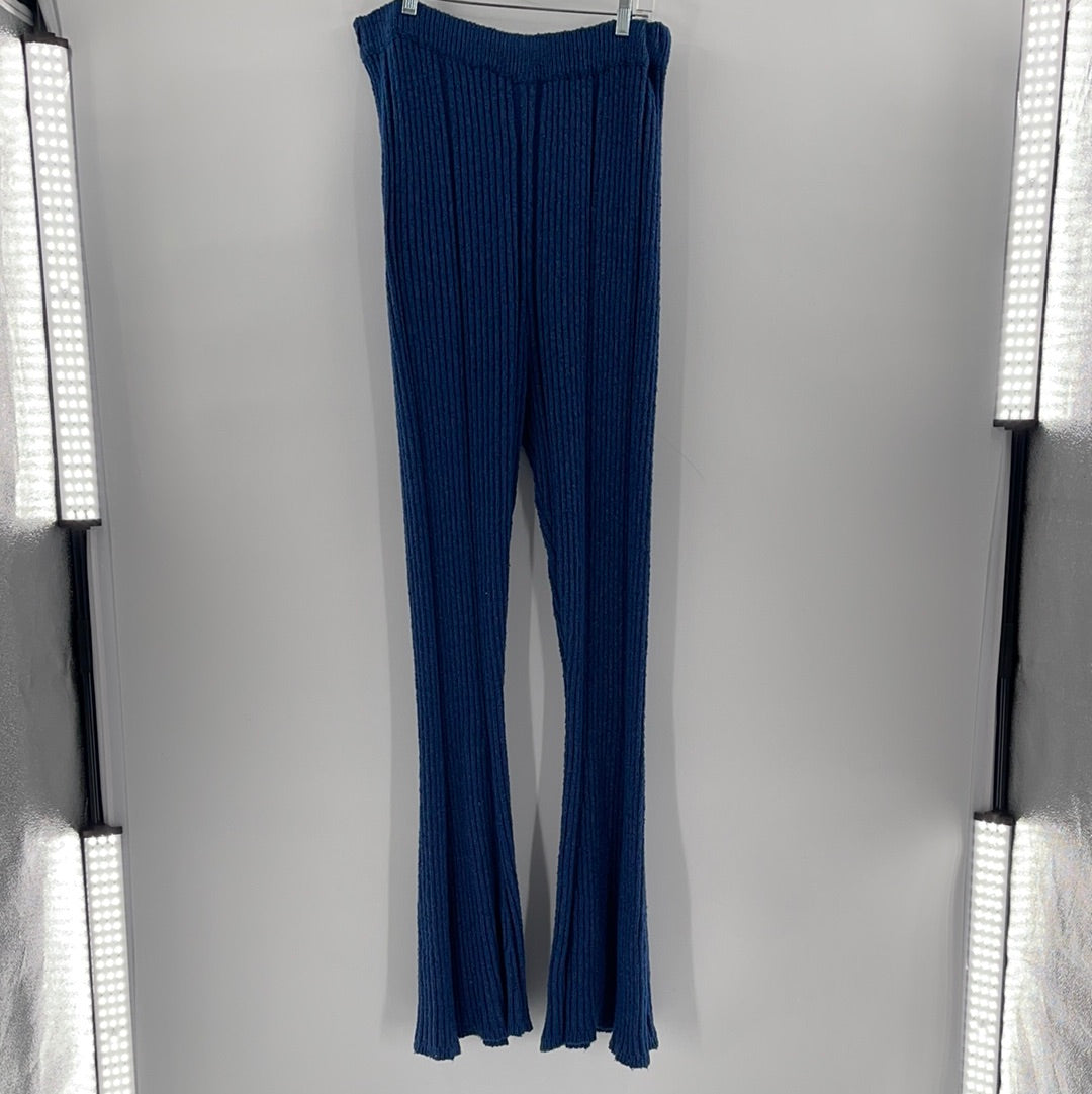 Free People Cobalt Blue Knit Flares (Sz XL)