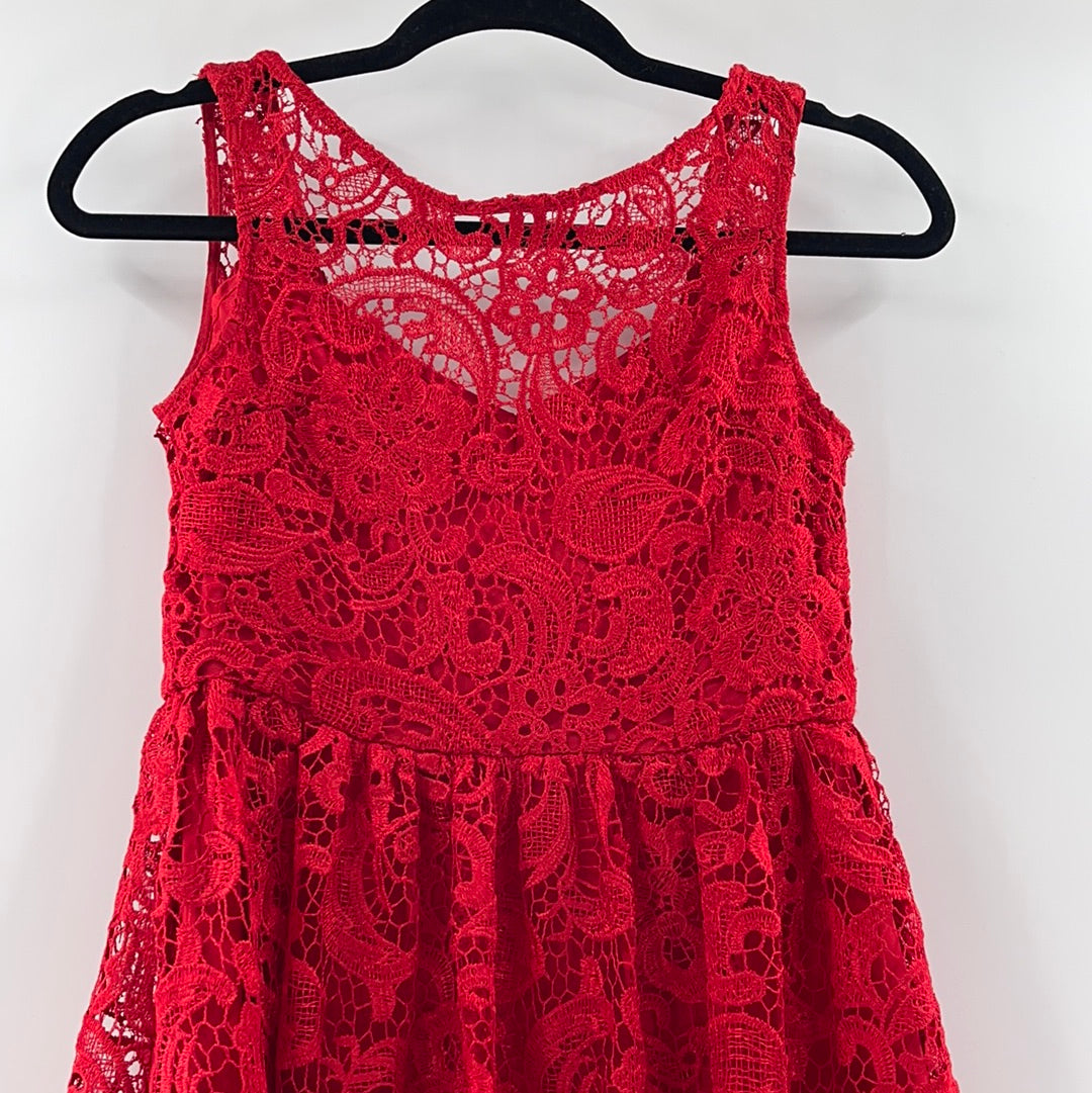 Francesca's - Red Lace Backless Mini (Small)