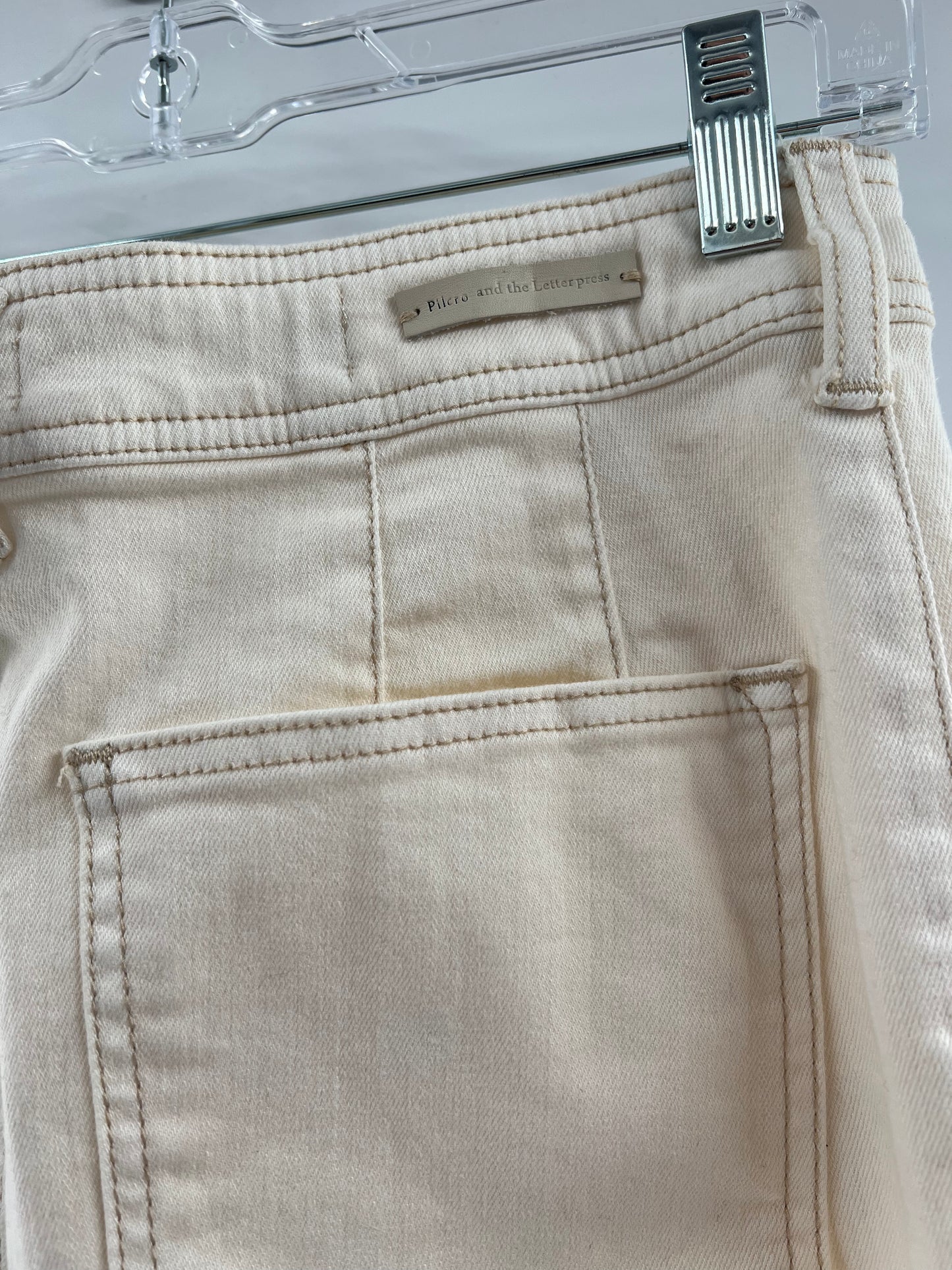Pilcro Anthropologie Off-White Side Button Up with Front Zipper (Size 30)