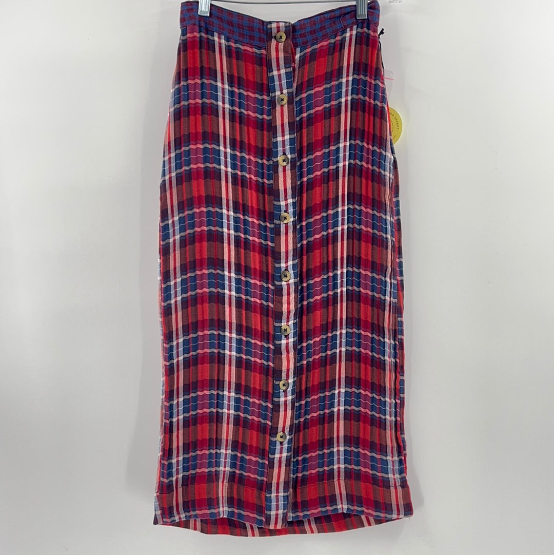 Urban Outfitters - Top to Bottom Button Down - Plaid Red Skirt (Size Small)