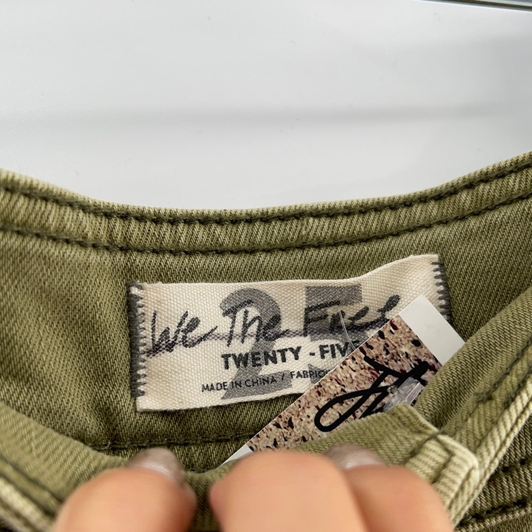 Free People - Light Olive Green - Vented / Front Slit - High Waisted Denim Skirt (Size 25 )