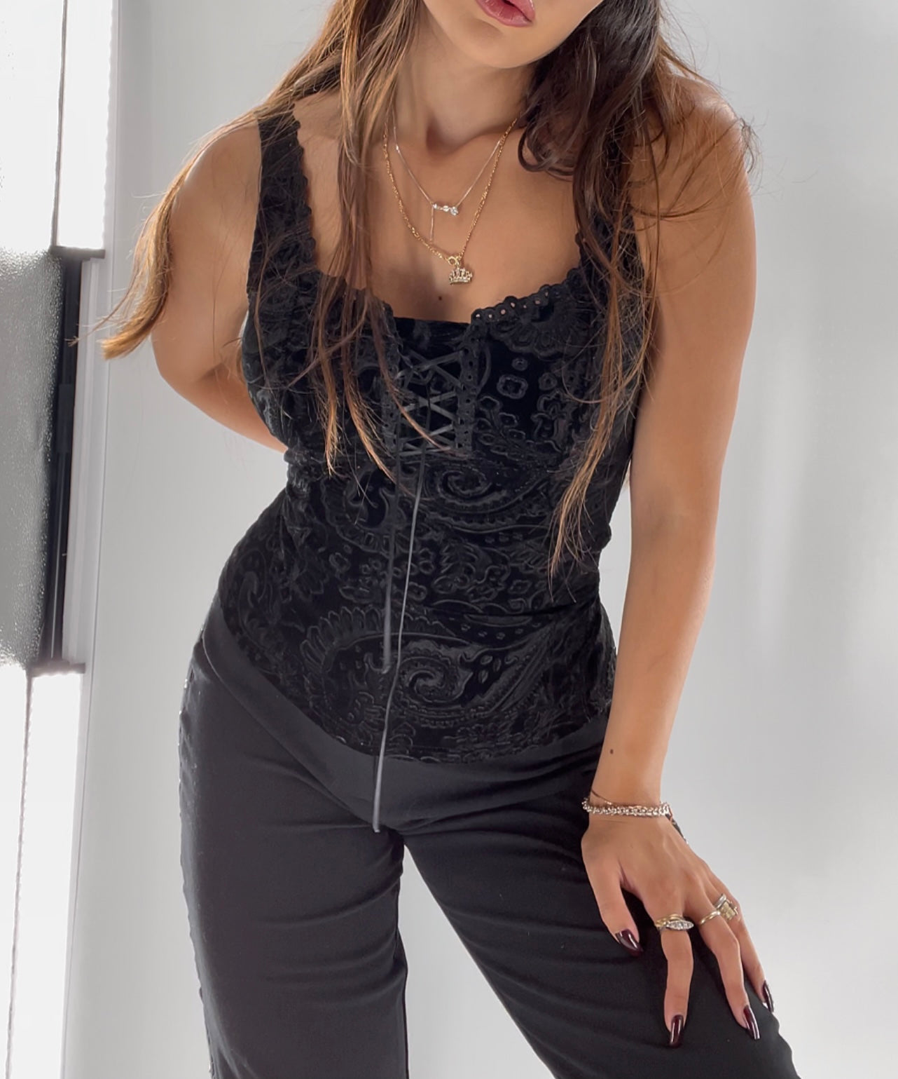Vintage Arianne Velvet Paisley Tank (M)