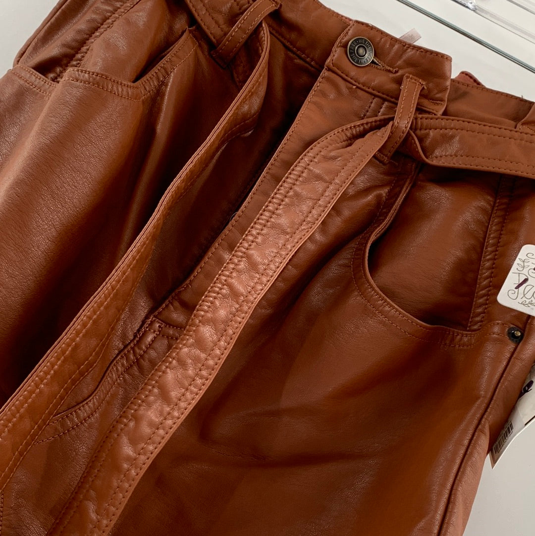 Free People Vegan Leather Brick Tone Mini Skirt (Sz 25)