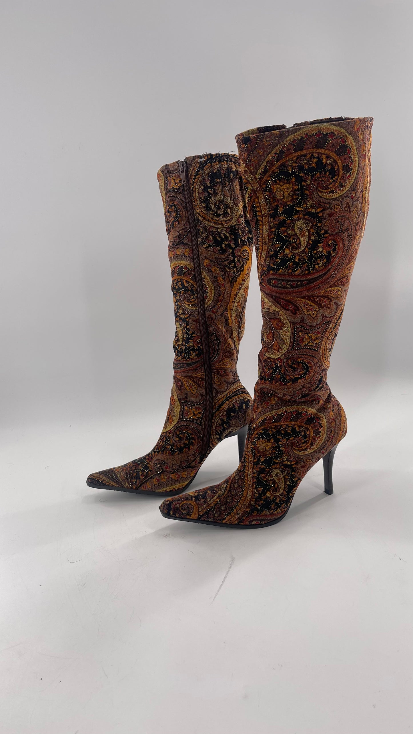 Knee High Tapestry Boots (6.5)