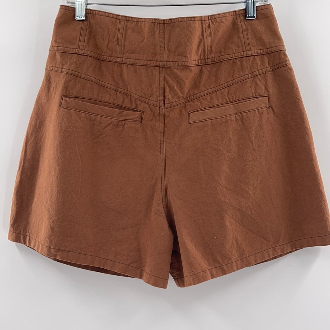 Free People - Brick Multi Button Up Pleated Shorts (Size 8)
