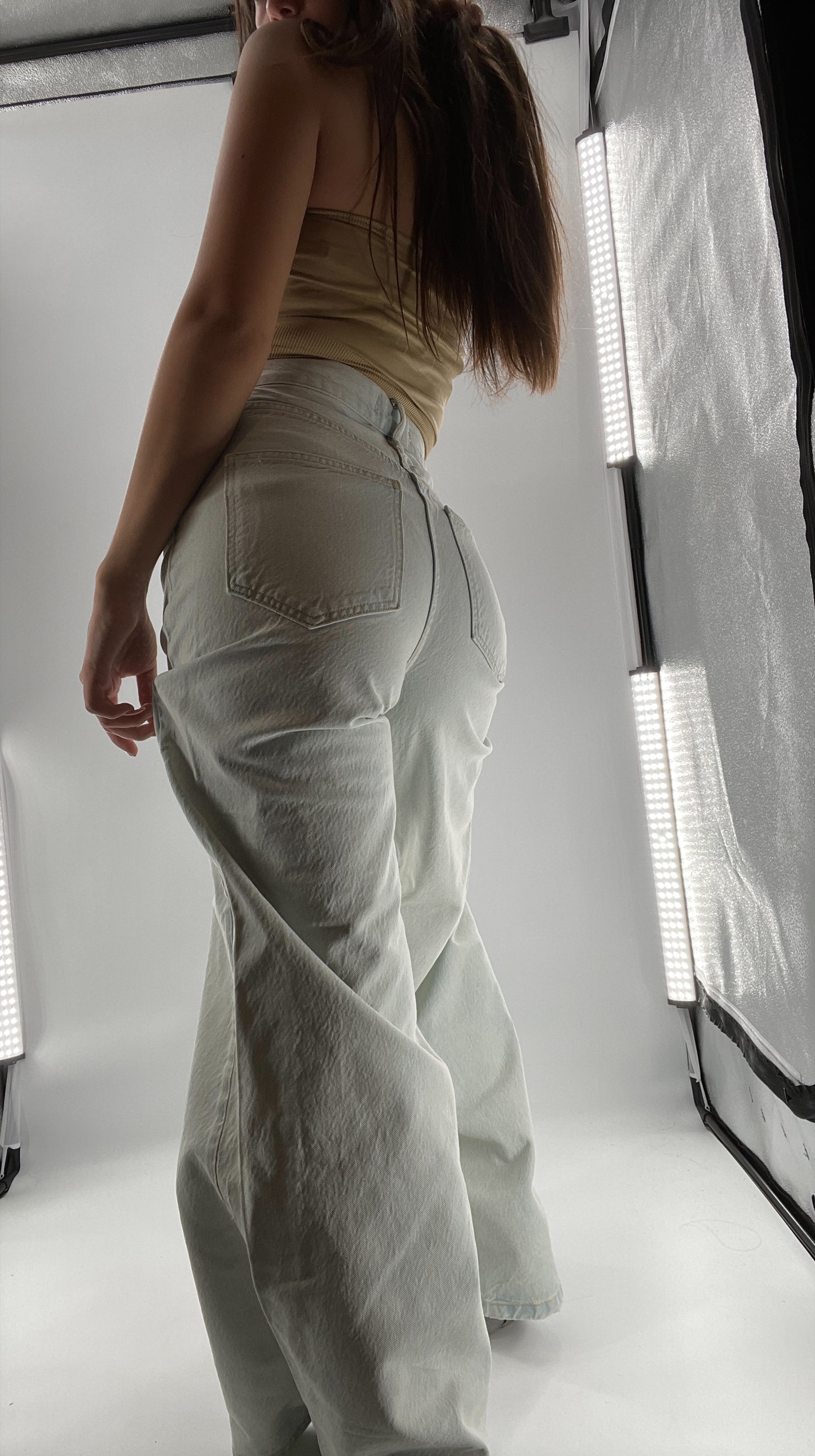 Free People Light Wash High Waist Wide Legs (27)