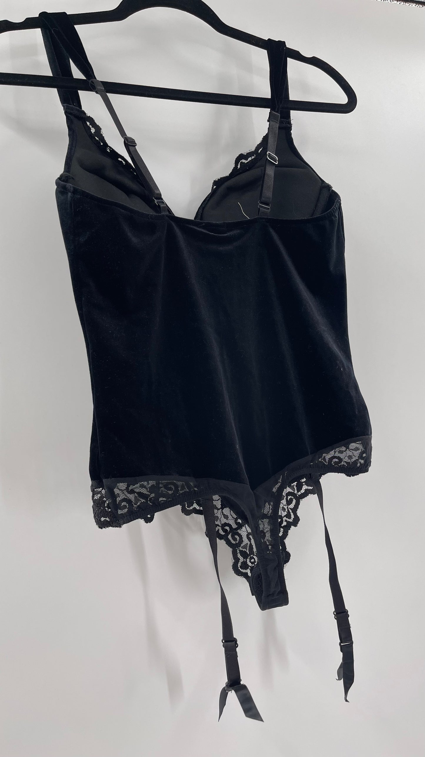 Deadstock Vintage Victoria’s Secret Black Velvet Corseted Body (Large)
