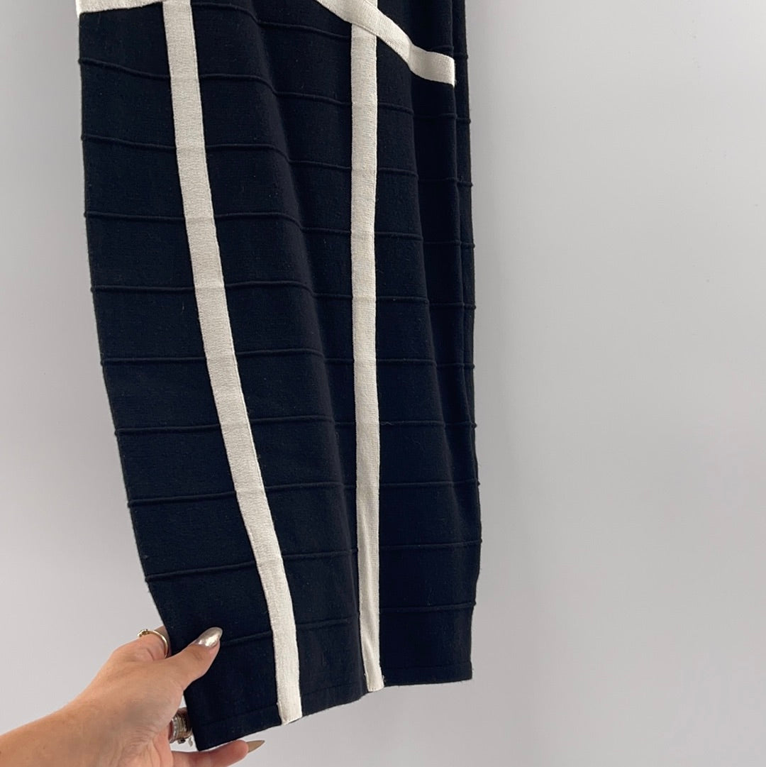 Black and White "Sparkle + Fade" Cross Patterned Bandage Skirt (Size Small)