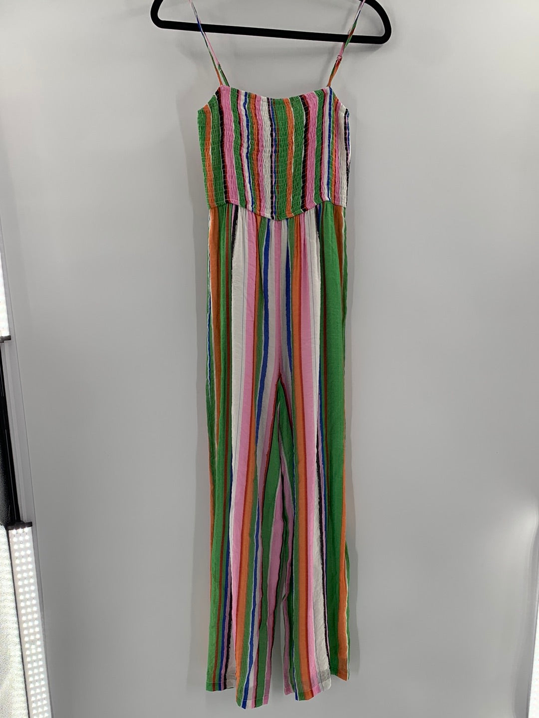 Urban Outfitters Stripped Satin Sleeveless Spaghetti Strapss Jumpsuit (Size S)
