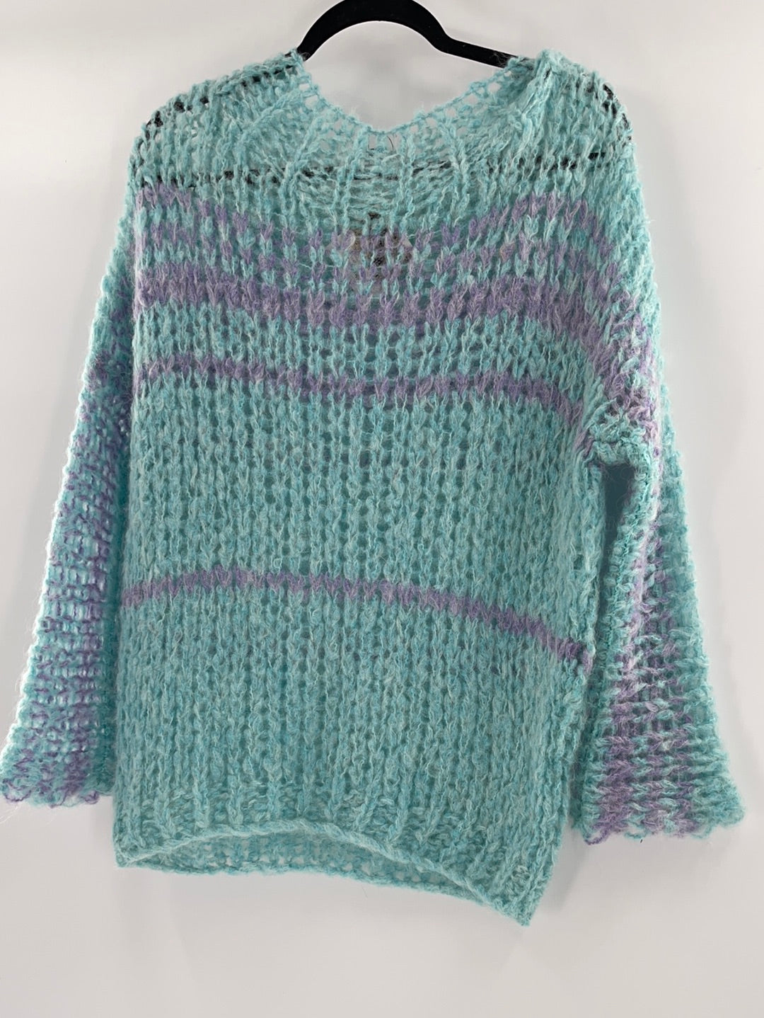 Free People Sheer Knit Bell Sleeves Light Purple and Lilac (Size XS)