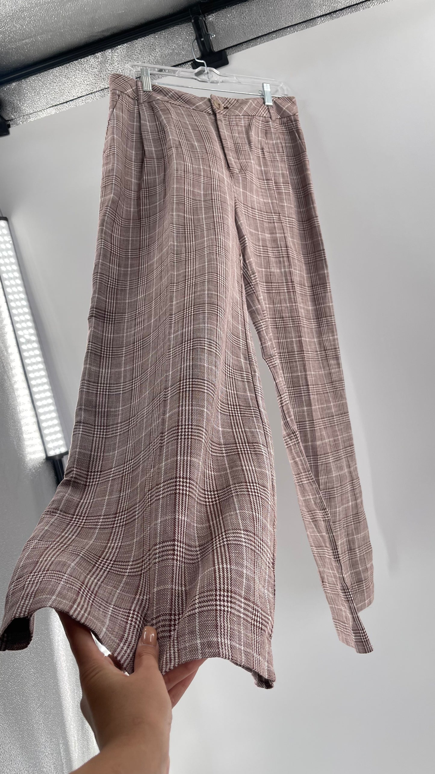 Anthropologie Maeve Brown Plaid Cotton/Linen Trouser (14)