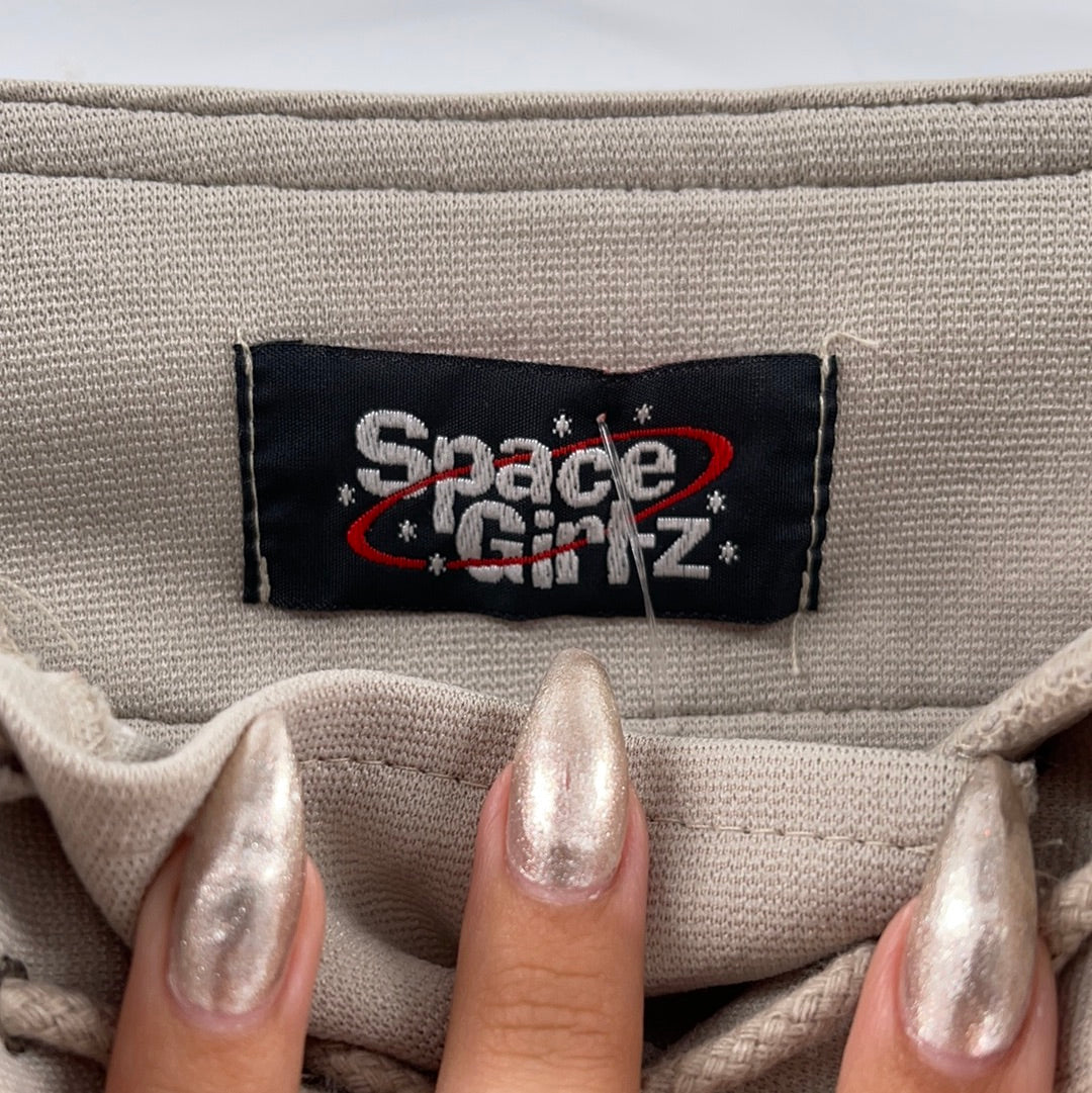 SPACE GIRL-Z Tan kickflares w Tie Up waist