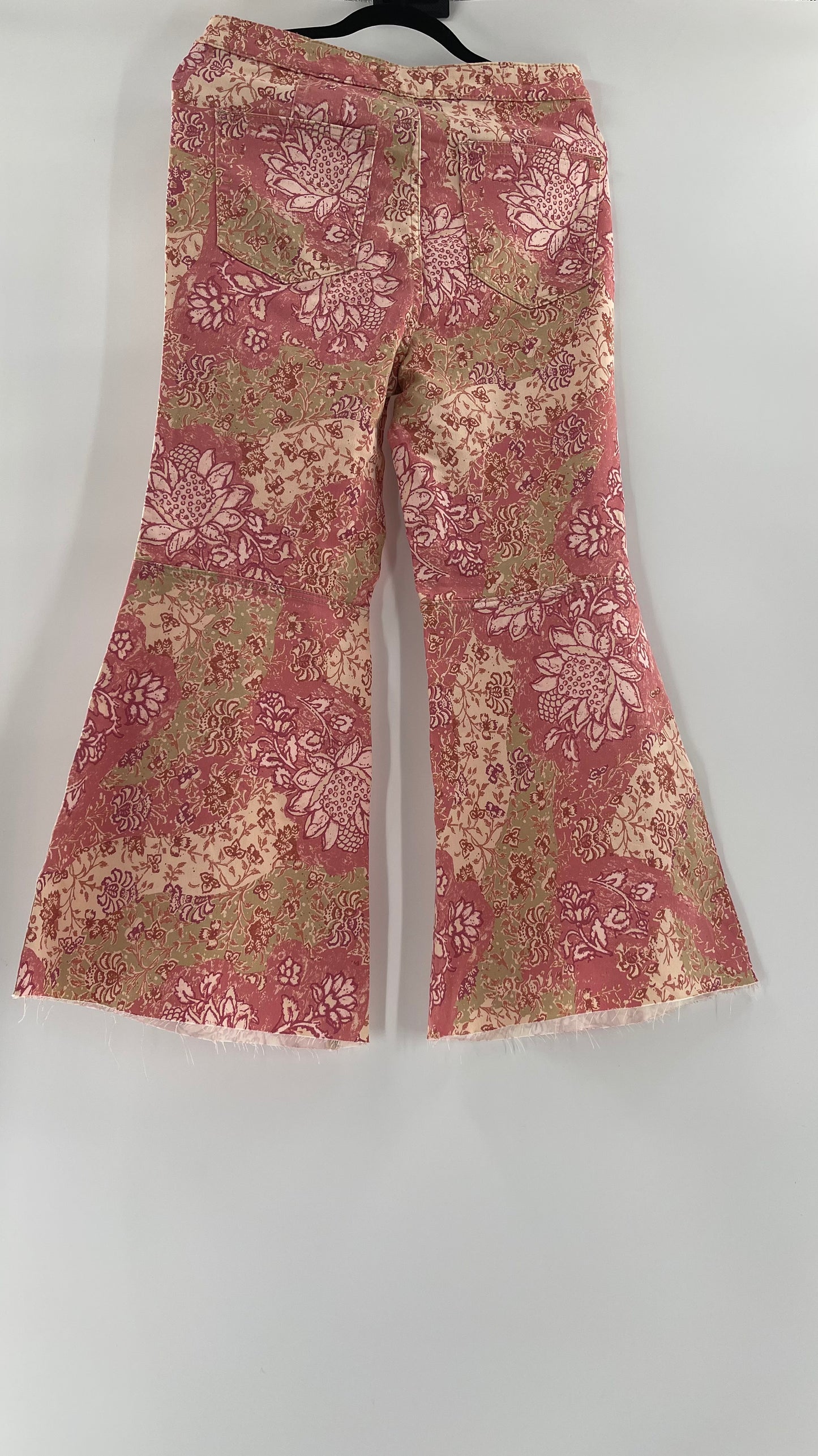 Free People Youthquake Pink Floral Flare Bell Bottoms (30)