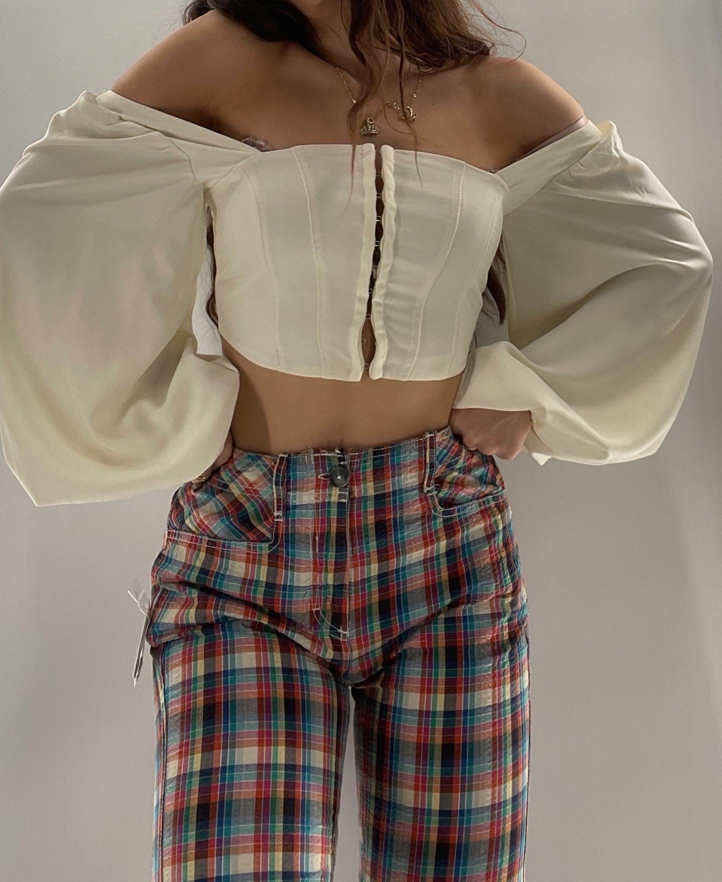 Urban Outfitters White Corset Balloon Sleeve (Small)