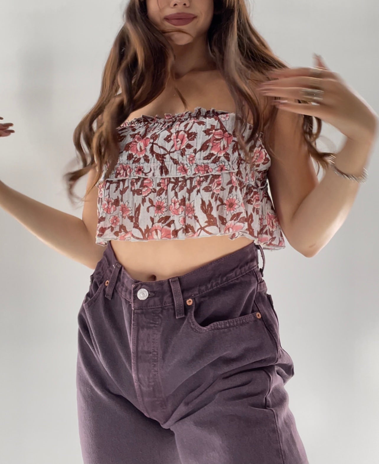 Free People Slate Blue Ruffle Tank (S)