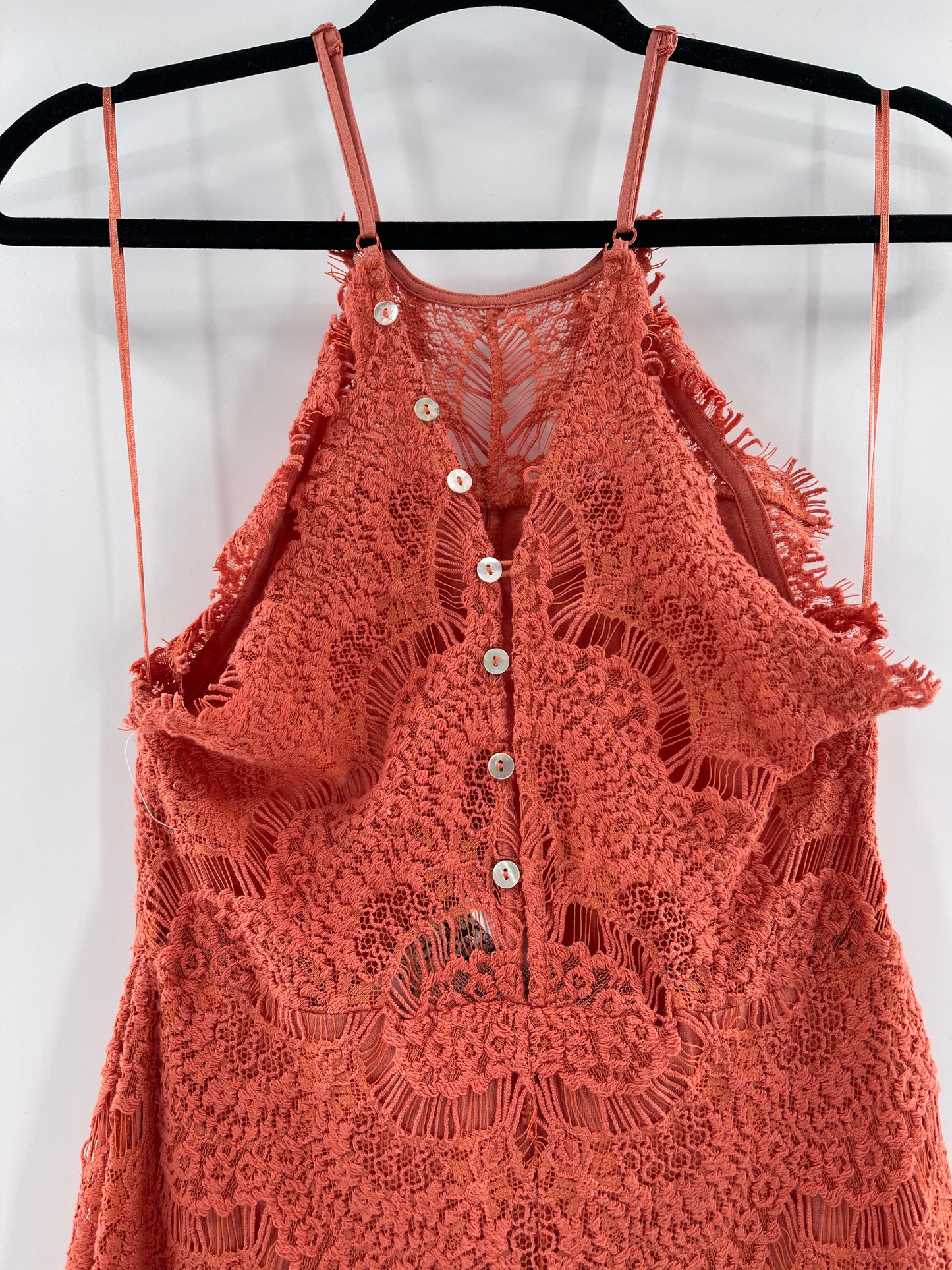 Free People Bodycon Coral Lace Mini Dress (XS)