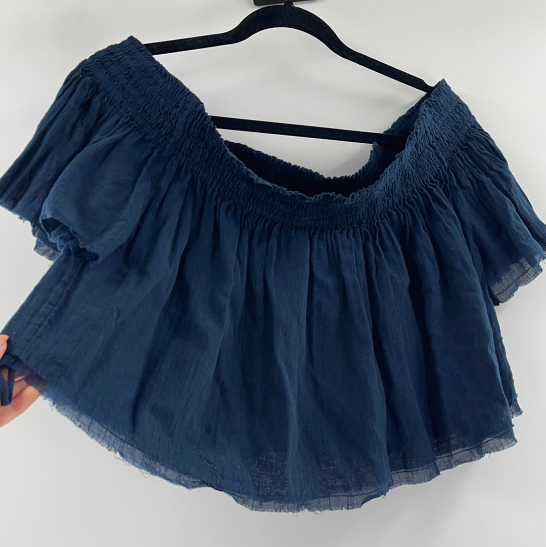 Free People Navy Blue Off the Shoulder (L)