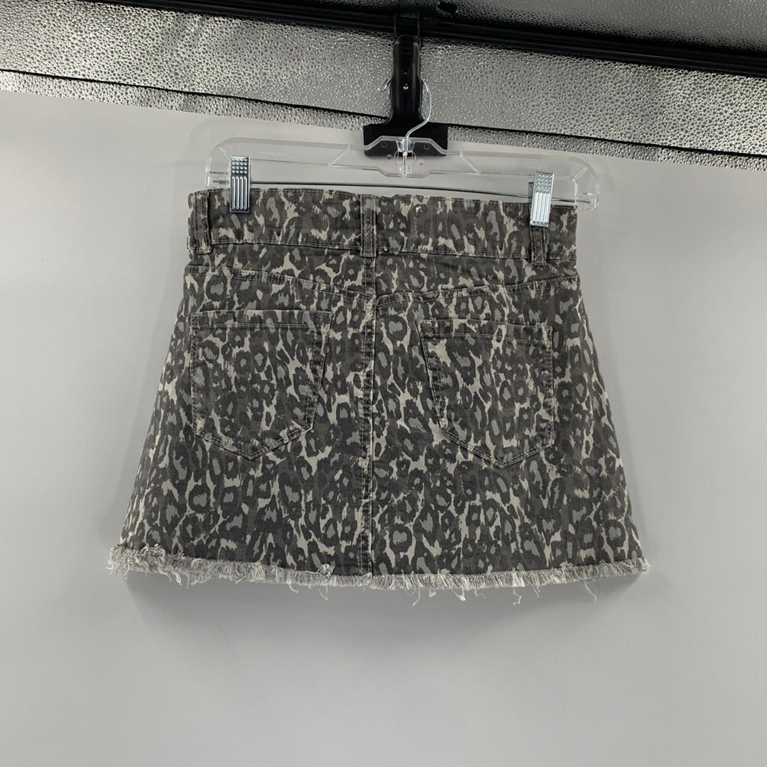 Vintage Havana Camo Cheetah Print Denim Mini Skirt (Size 27)