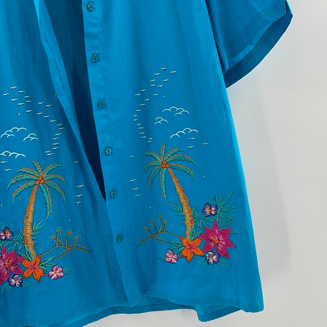 Vintage Embroidered Button Up (XXL)