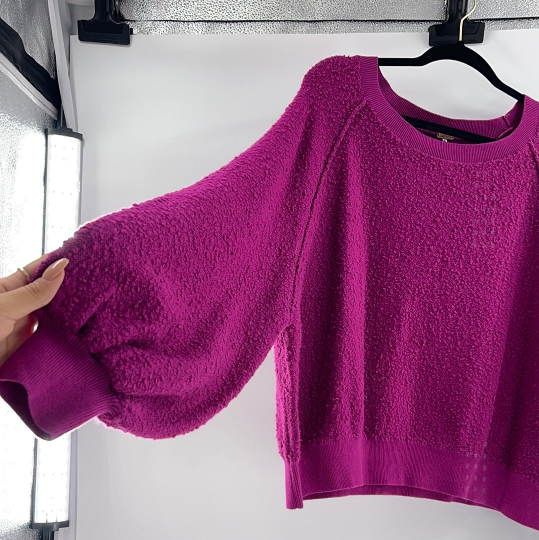 Free People Fuchsia Cropped Sweater (Size Small)
