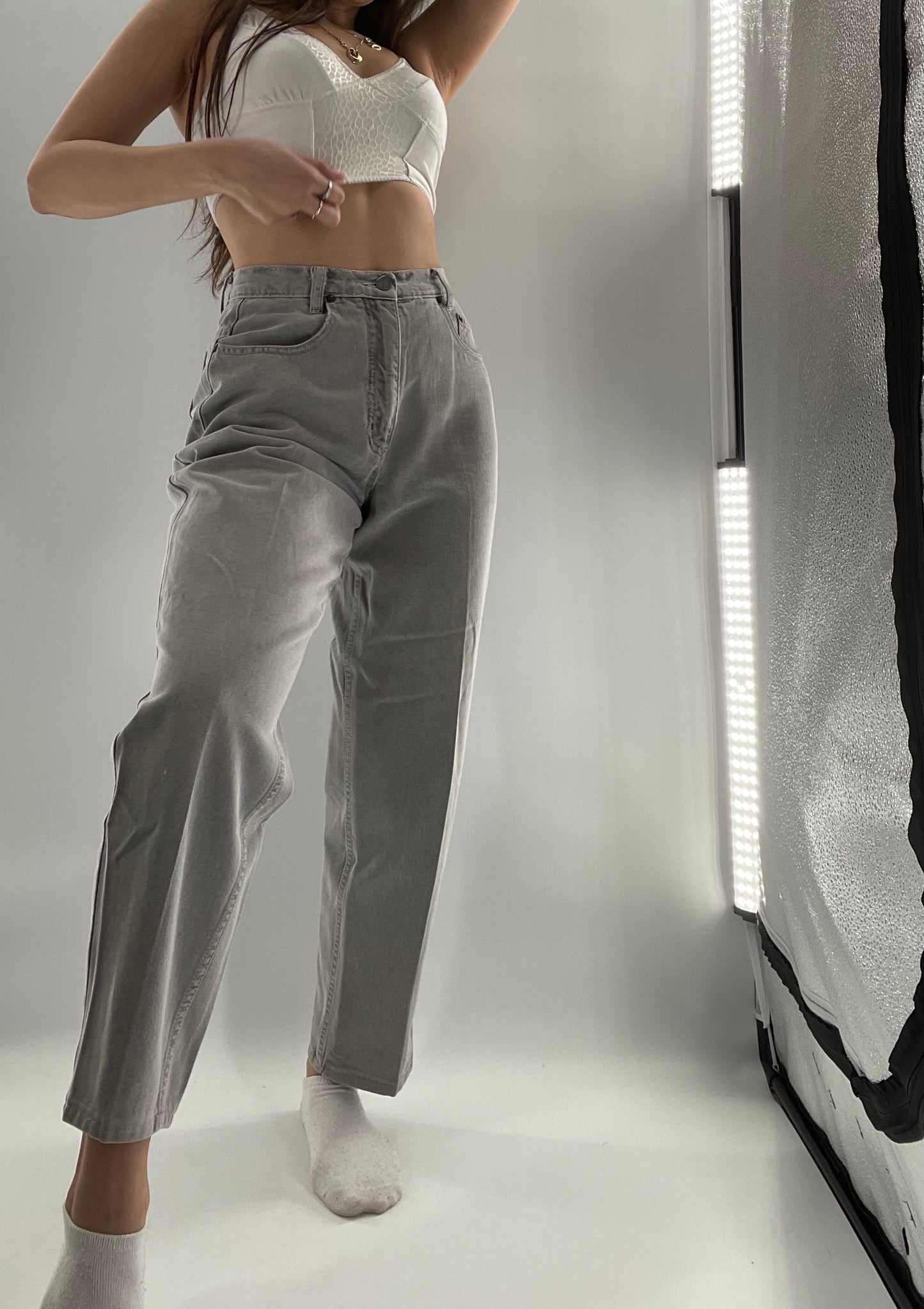 Vintage Democracy High Waisted Grey Jeans (6)