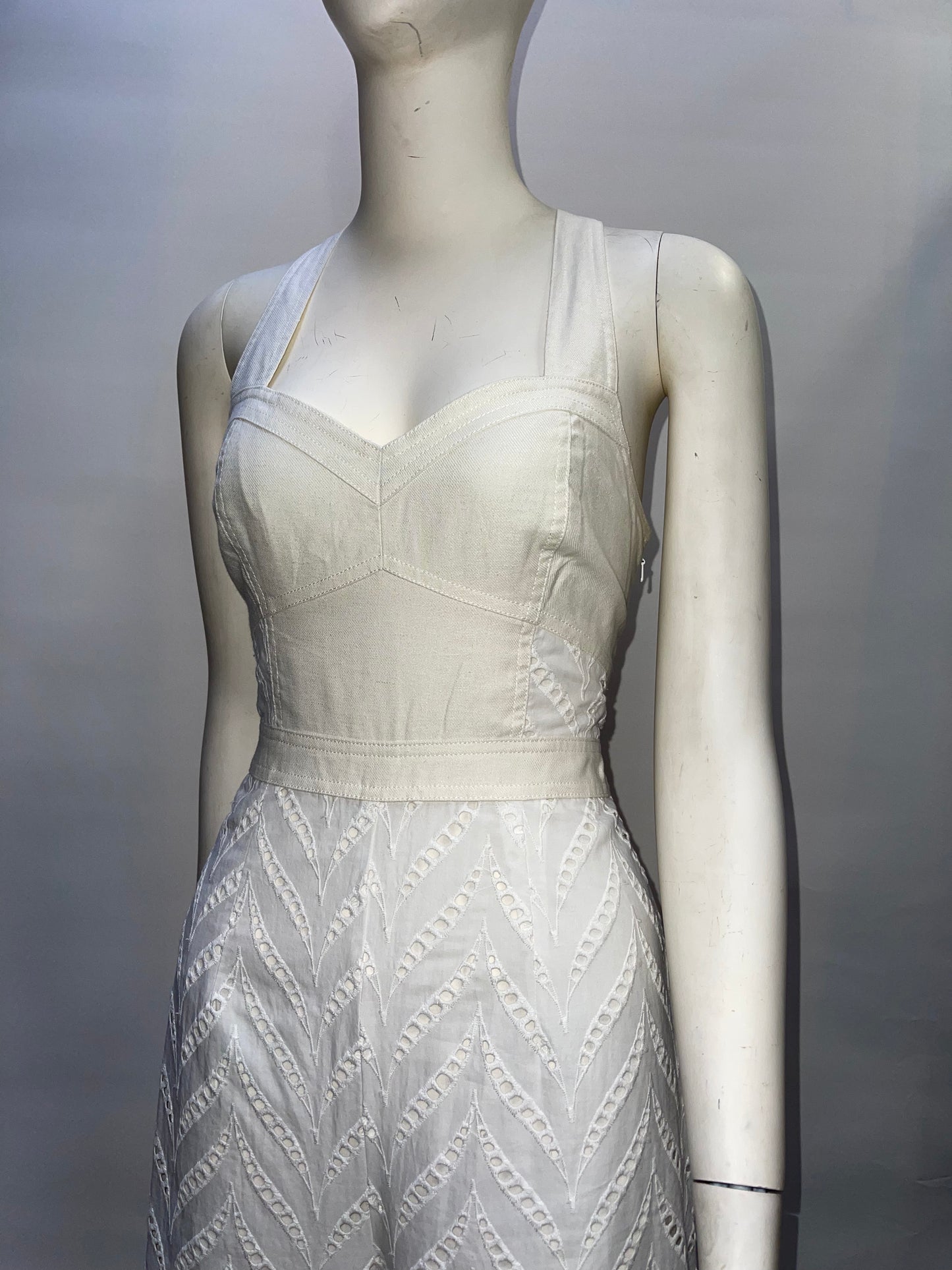 Anthropologie- Ettitwa - Off White Strapless Eyelet Jumpsuit- ( Size 4)