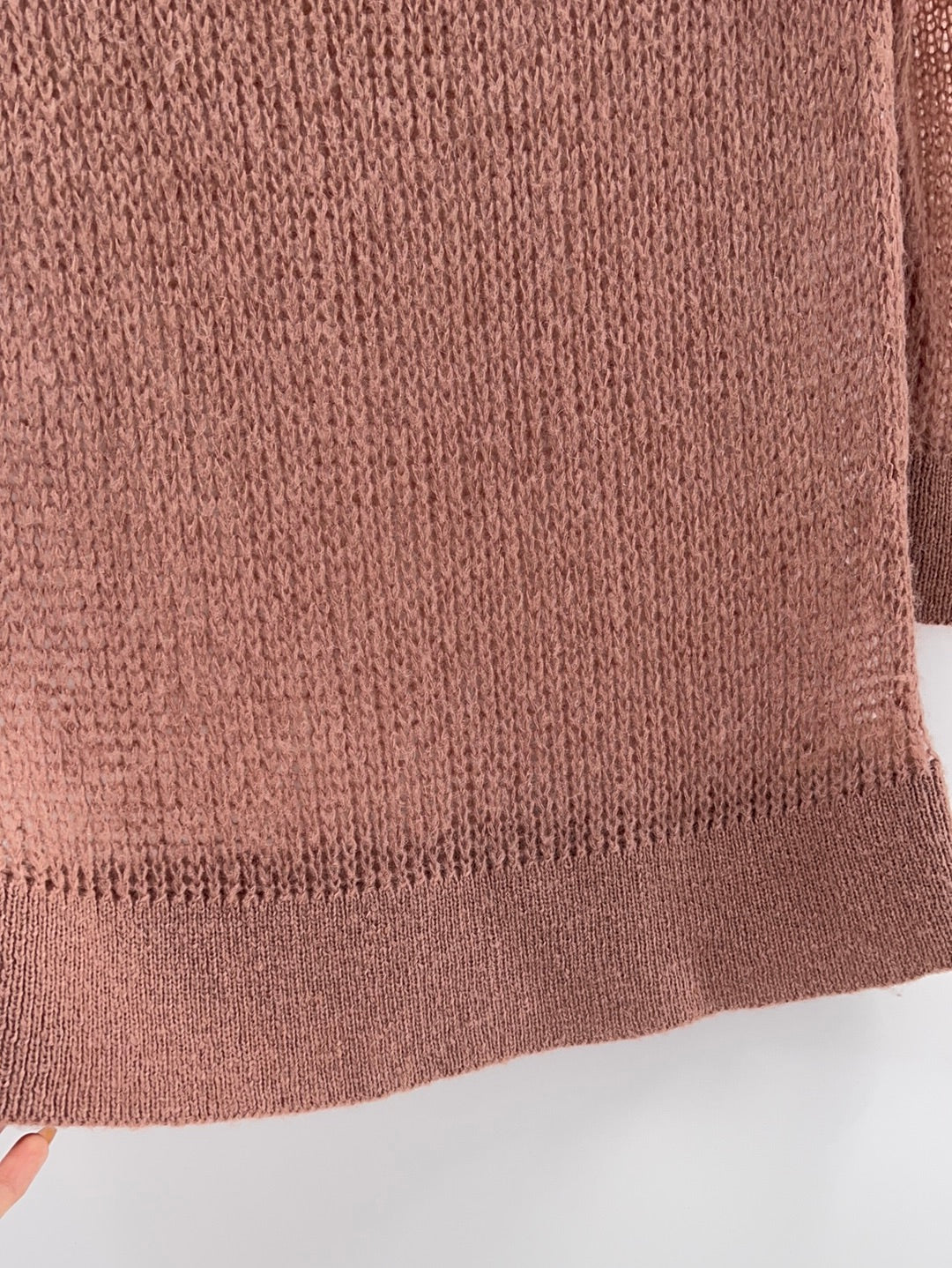 Free People Sheer Knit Off Dusty Pink Sweater (Size XS)