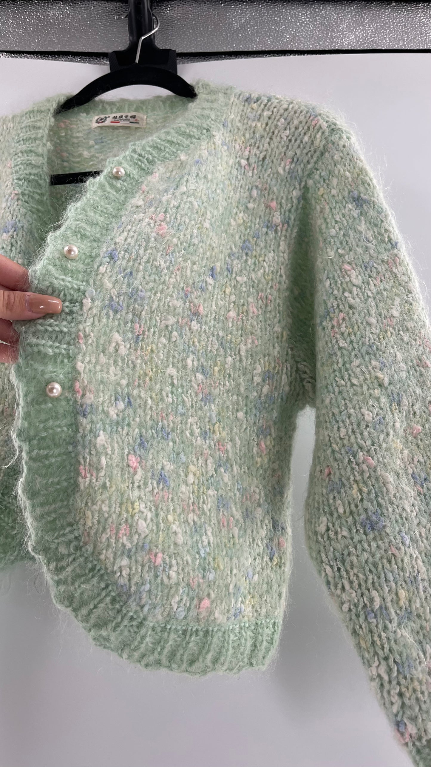 Vintage Pastel and Pearl Granny Cardigan (Medium)