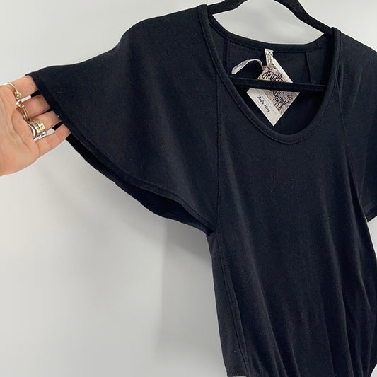 Intimately Free People Black Batwing Sleeve Bodysuit (S)