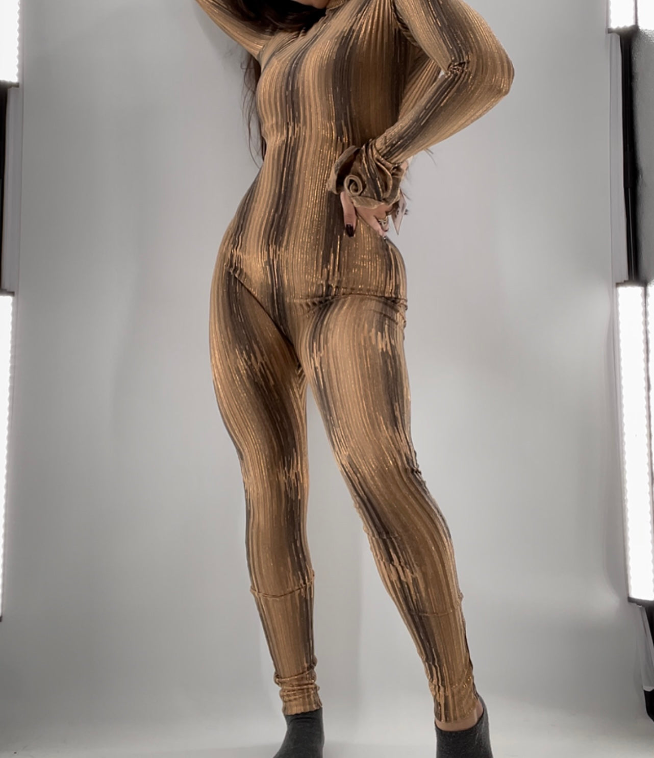 Gold/Bronze Open Back Jumpsuit (S)