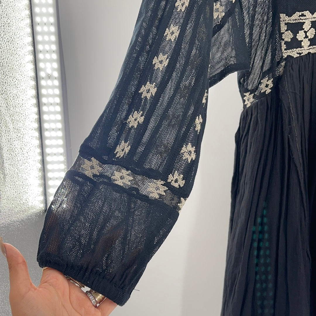 Free People Mesh Embroidered Dress (XS)