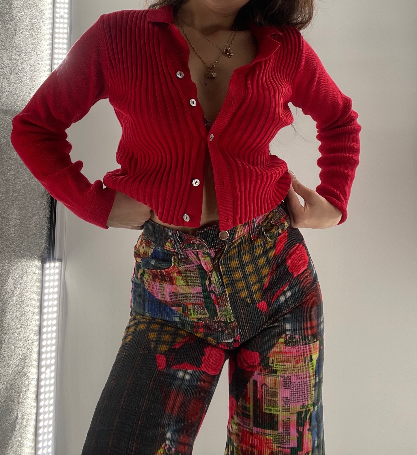 Deadstock Vintage Cherokee Ribbed, Collared, Buttoned Top (Medium)