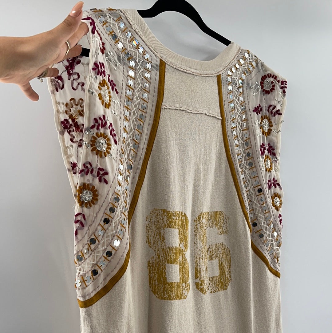 Free People Cotton Embellished Jersey