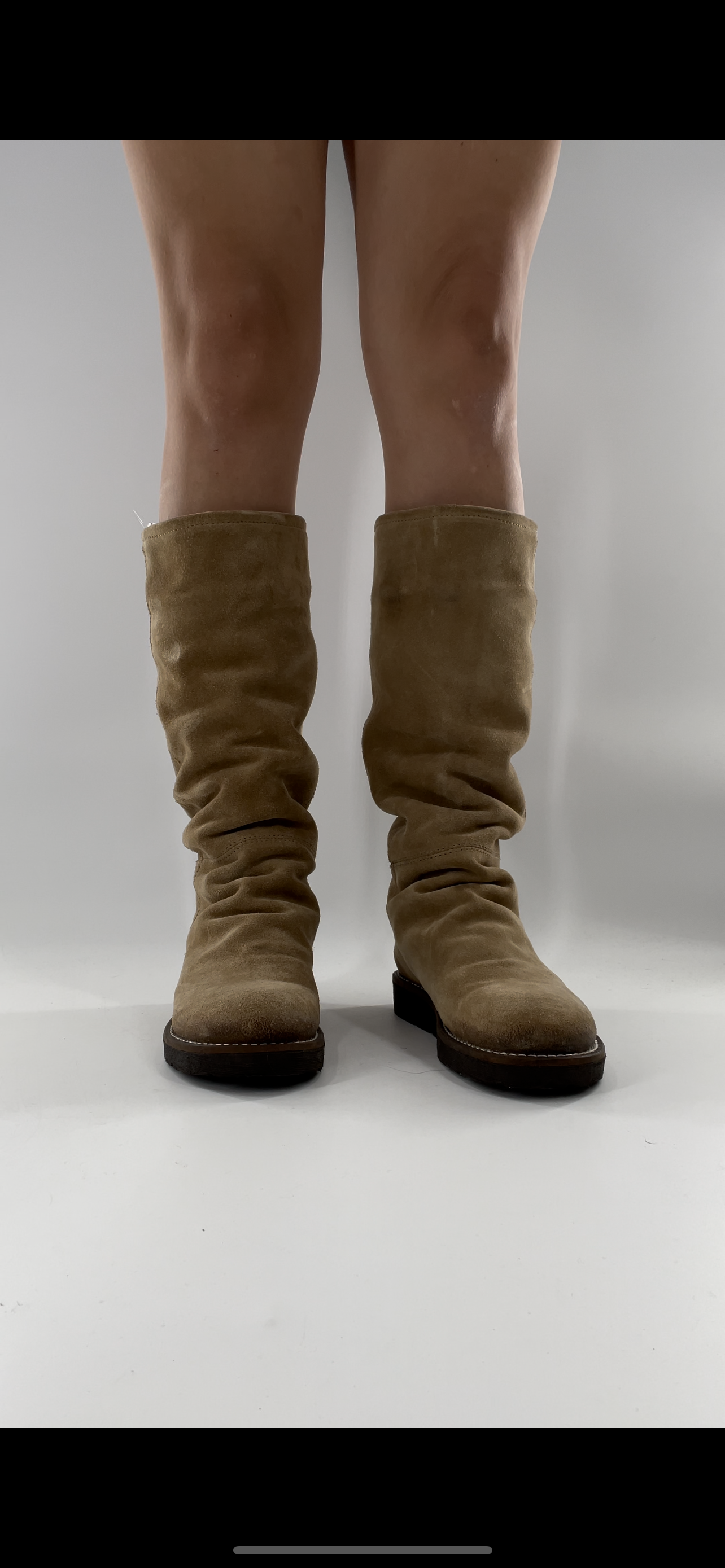 BRONX SO TODAY - Suede Shearling Inside Light Beige Knee High Boots - Size 39