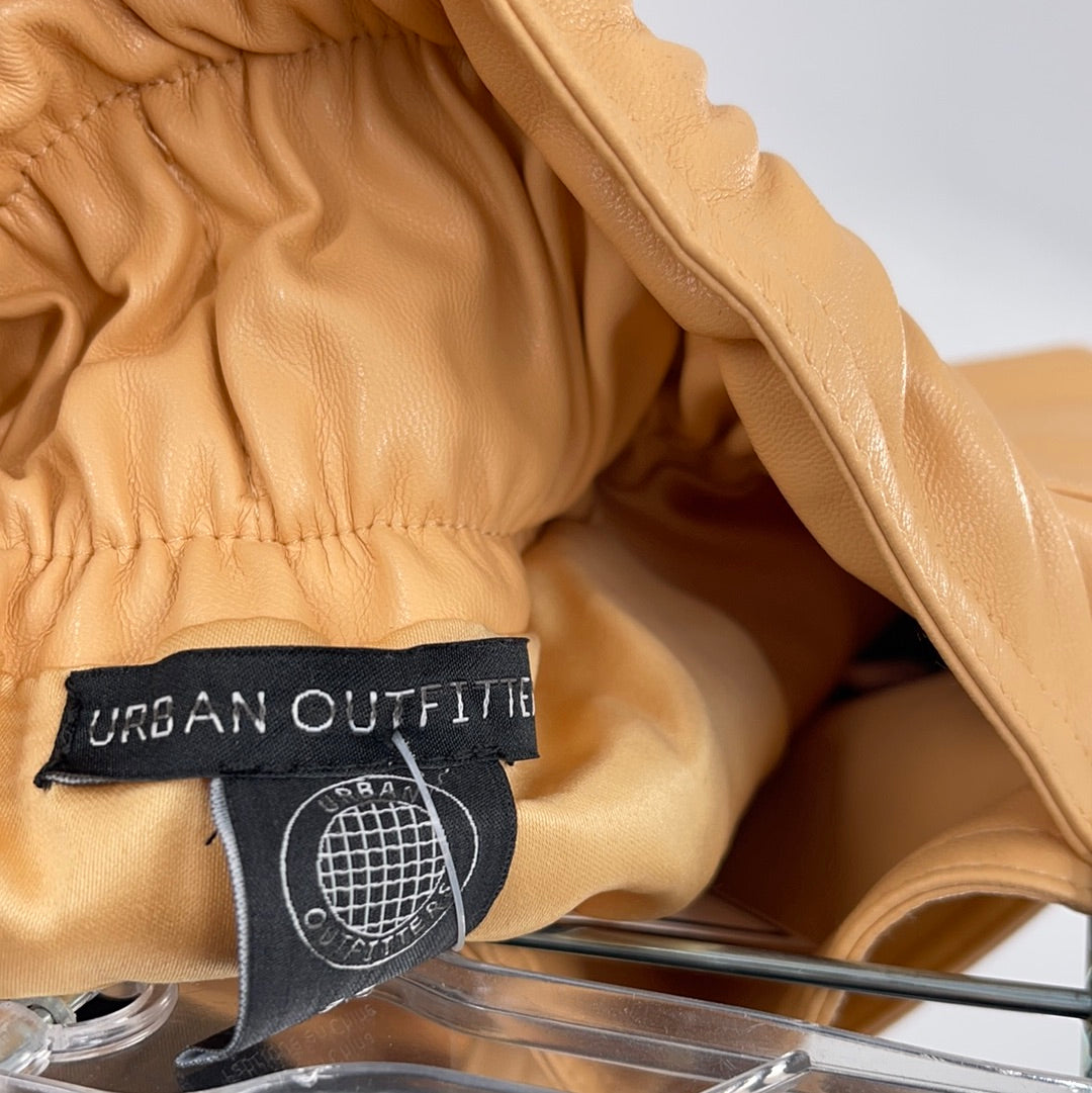 Urban Outfitters Vegan Leather Butter Yellow Elastic Waist With Belt and Front Buttons (Size S)
