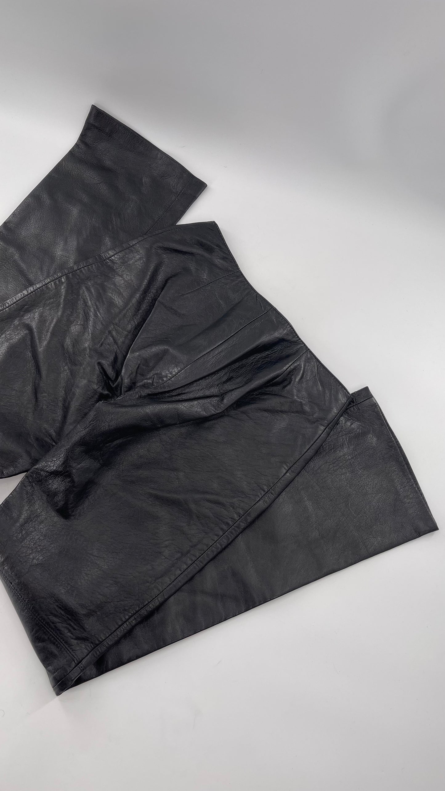 Vintage Márcia Italian Lamb Leather Kick Flare Trouser Pants (00)