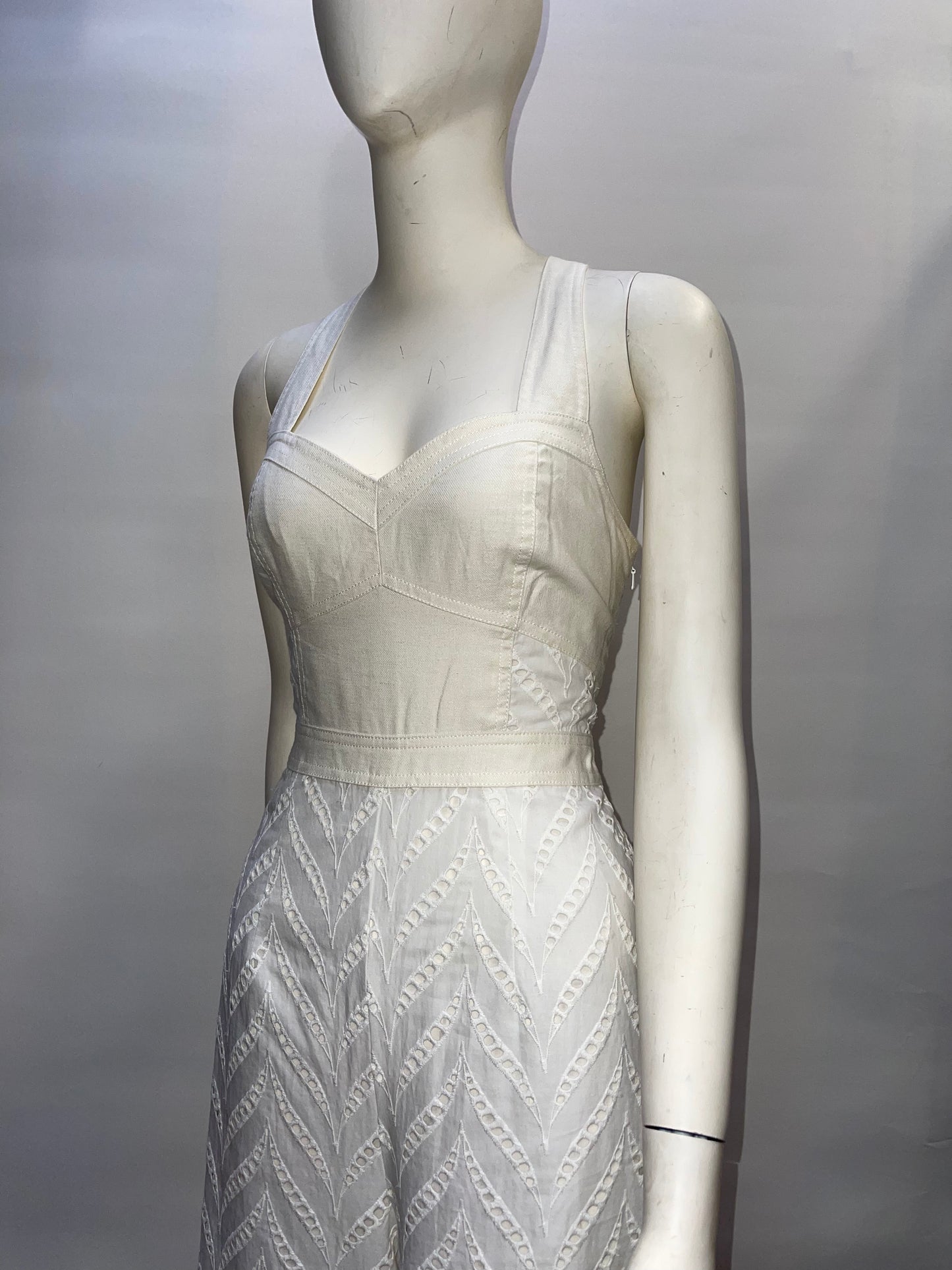 Anthropologie- Ettitwa - Off White Strapless Eyelet Jumpsuit- ( Size 4)