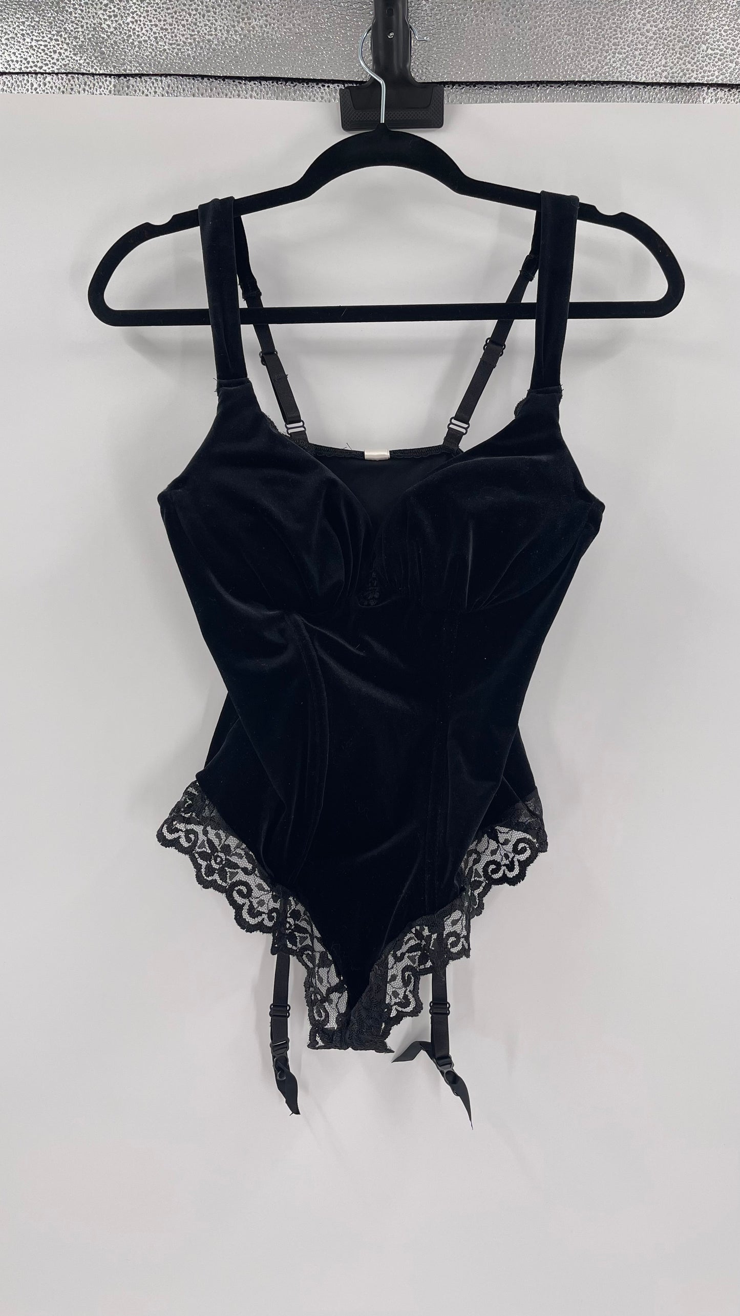 Deadstock Vintage Victoria’s Secret Black Velvet Corseted Body (Large)