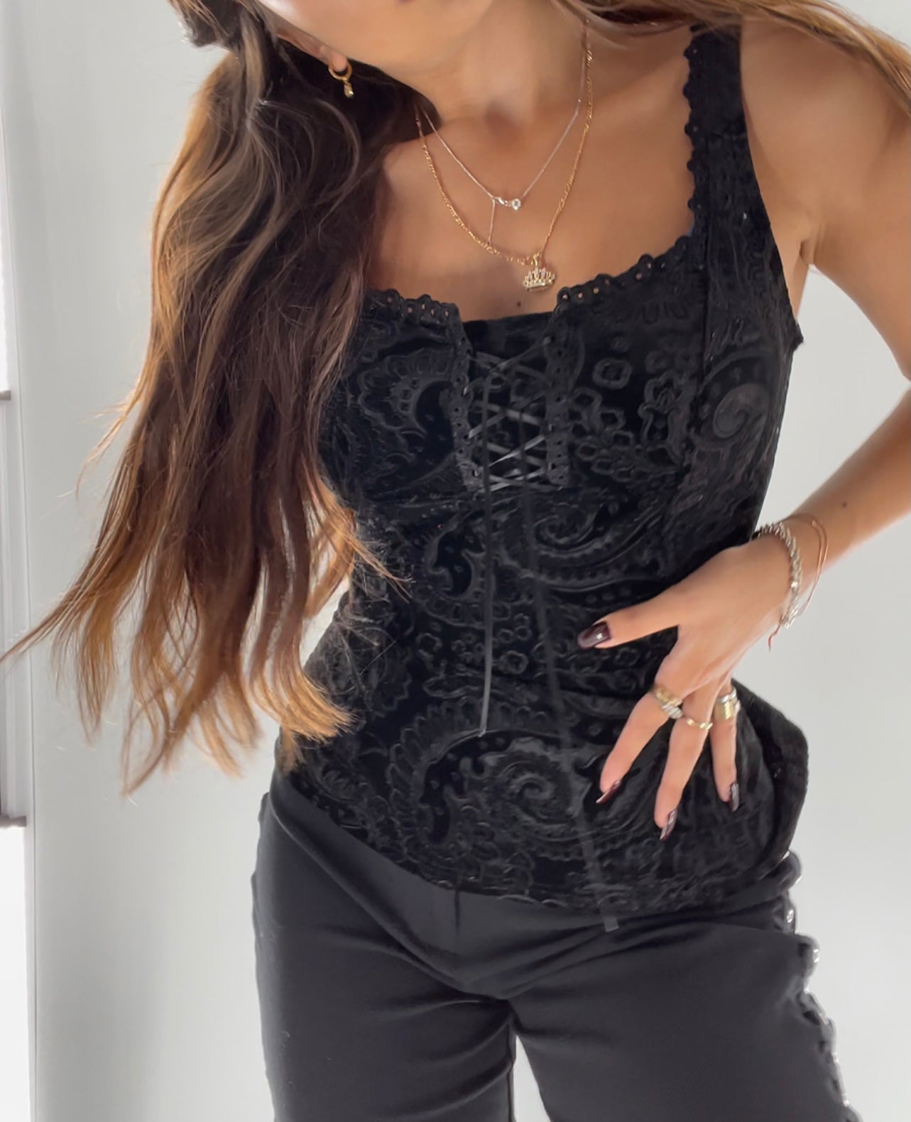 Vintage Arianne Velvet Paisley Tank (M)